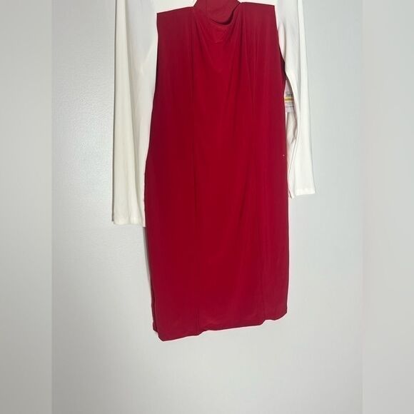 KASPER Women's Colorblock Knot-Neck Bodycon Dress Neck Dress - Size M- Red - Picture 7 of 10